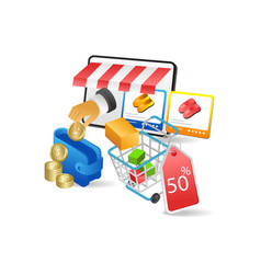 Isometric Flat 3d Concept Of Shopping Online