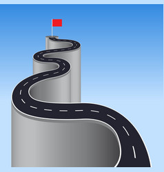 Road To Success Concept Winding To Red Flag