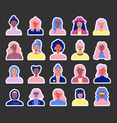 Women Avatars Sticker Bookmark Portrait Of