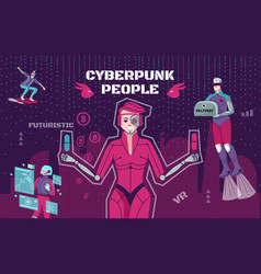 Cyberpunk People Flat Collage