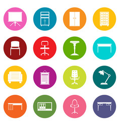 Office Furniture Icons Many Colors Set