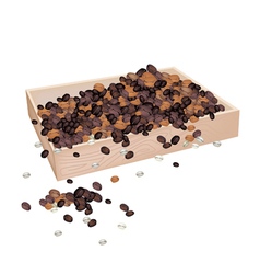 A Lot Of Coffee Beans In Wooden Container