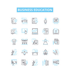 Business Education Line Icons Set Business