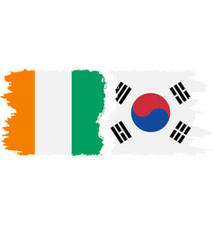 South Korea And Ivory Coast Grunge Flags