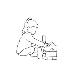 Woman Child Playing Line Art Design