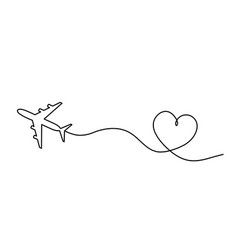 Abstract Plane With Heart As Line Drawing