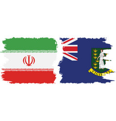 British Virgin Islands And Iran Grunge Flags