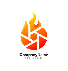 Camera Shutter Logo With Fire Concept