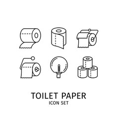 Toilet Paper Black Thin Line Icons Set