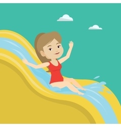 Woman Riding Down Waterslide