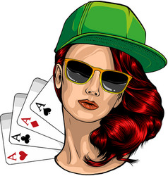 Woman With Poker Symbols