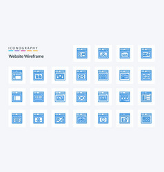 25 Website Wireframe Blue Icon Pack