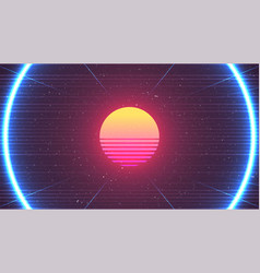 Cyberpunk Background 80s Sun Retro Future Neon