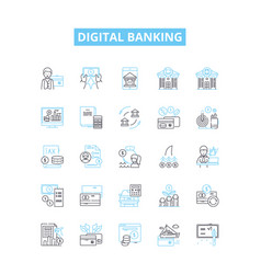 Digital Banking Line Icons Set