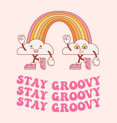 Hippie Marching Rainbow With Stay Groovy Slogan