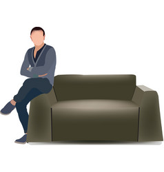 Man Sitting On Couch