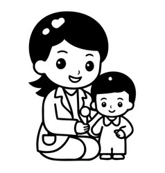 Mother And Son Cartoon Character Health Care