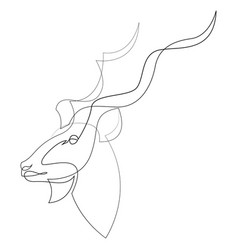 One Line Kudu Antelope Design Silhouette