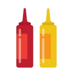 Bottles Of Ketchup And Mustard Isolated On White