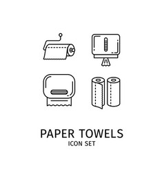 Paper Towels Black Thin Line Icons Set