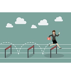 Business Woman Jumping Over Hurdle