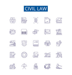 Civil Law Line Icons Signs Set Design Collection