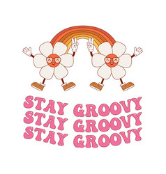 Hippie Smiling Rainbow With Stay Groovy Slogan