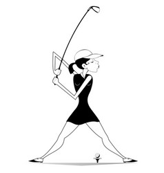 Young Golfer Woman Plays Golf