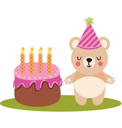 Funny Teddy Bear With Birthday Cake