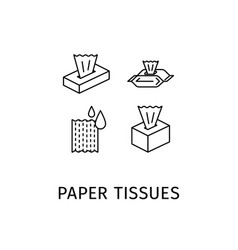 Paper Tissues Black Thin Line Icons Set