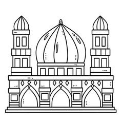 Ramadan Mosque Isolated Coloring Page For Kids