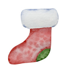 Watercolor Christmas And Green Stocking