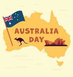 Flat Design Happy Australia Day With Map