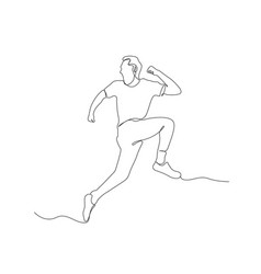 Happy Young Man Running Continuous Line Drawing