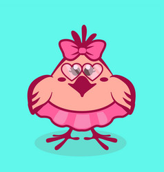 Funny Chick With A Bow And Sunglasses Cartoon