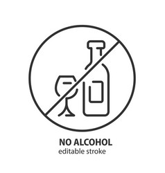 No Alcohol Sign Line Icon No Drinking