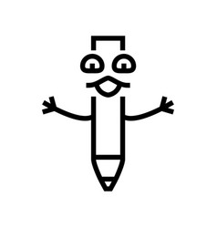 Student Pen Character Line Icon