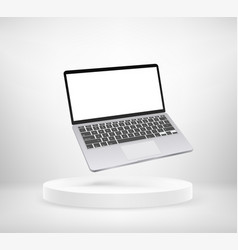 Modern Laptop On Round Stage Mockup