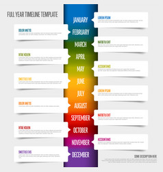 Rainbow Full Year Vertical Timeline Template With