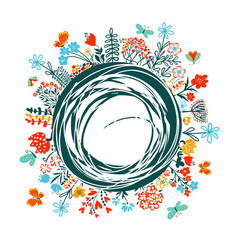 Hand Drawn Frame Round Flower Frame Not