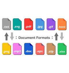 Set Of Document File Formats Icons