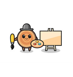 Wood Grain Mascot As A Painter