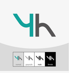 Y And H Letter Logo Turquoise And Gray