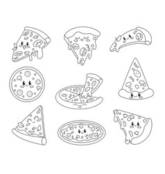 Funny Pizza Character Coloring Page