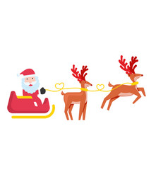 Santa Claus Is Flying In Sleigh With Reindeer