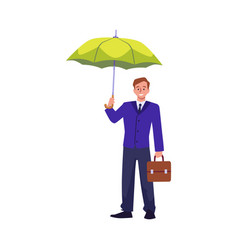 Businessman Stands Under Umbrella Success