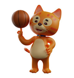 Attractive Cat 3d Cartoon Design Spinning A Basket