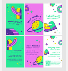 Business Card Set With Flat Abstract Elements