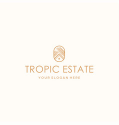 Flat Tropic Estate Home Building Leaf Logo Design