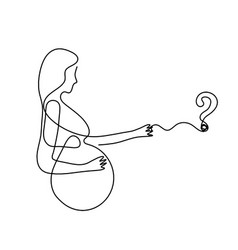 Mother Silhouette Body With Question Mark As Line